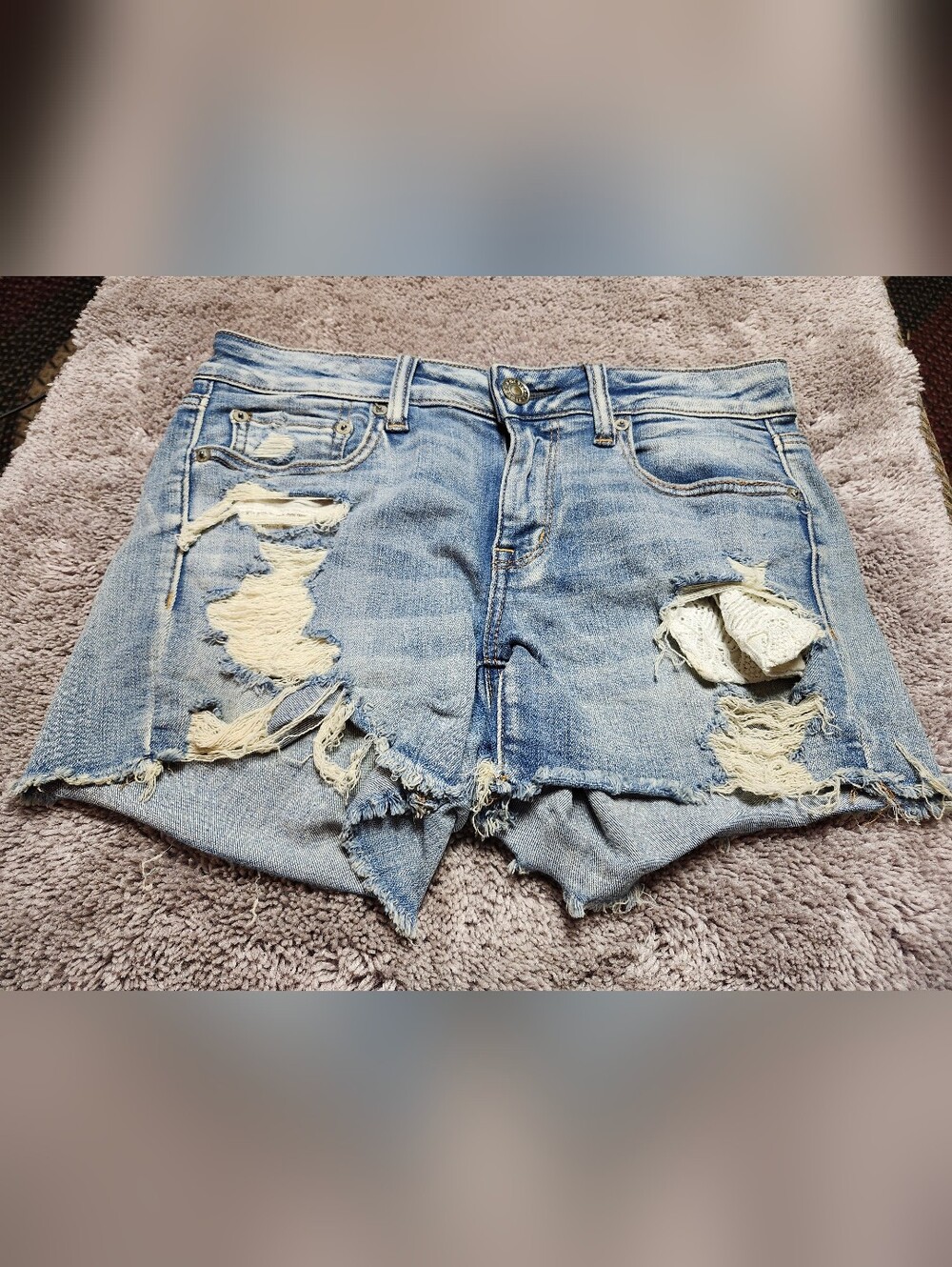 American Eagle Light Blue Distressed Denim Women’s Shorts